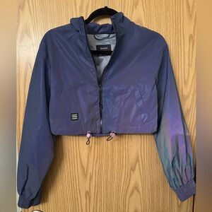 Bershka Dark Blue/Purple Cropped Windbreaker Jacket